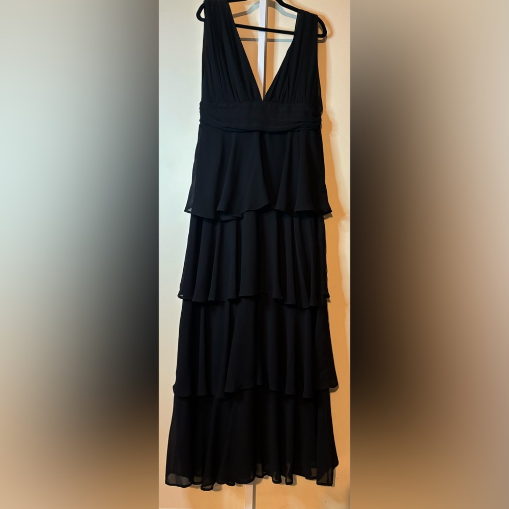 Lulus Black Tiered V Neck Maxi Dress XS & XL - Picture 8 of 16